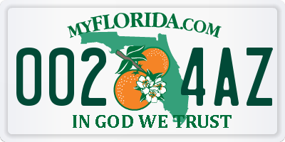 FL license plate 0024AZ