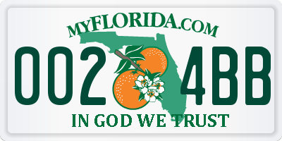 FL license plate 0024BB