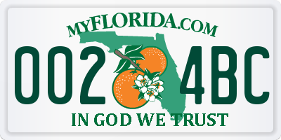 FL license plate 0024BC