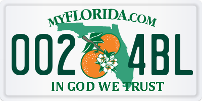 FL license plate 0024BL