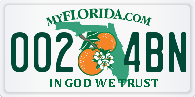 FL license plate 0024BN