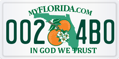 FL license plate 0024BO