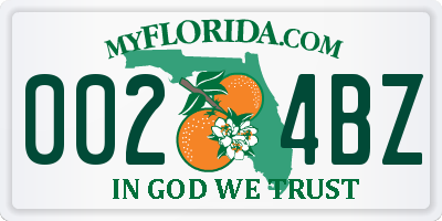 FL license plate 0024BZ