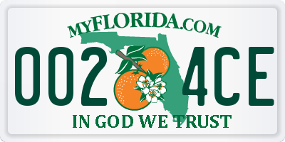FL license plate 0024CE