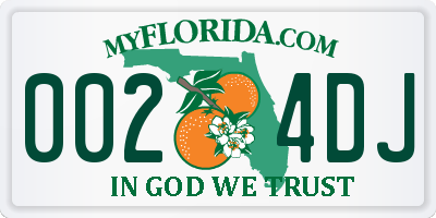 FL license plate 0024DJ