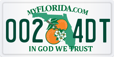 FL license plate 0024DT