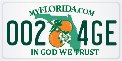 FL license plate 0024GE