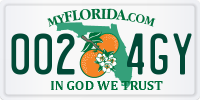 FL license plate 0024GY