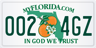FL license plate 0024GZ