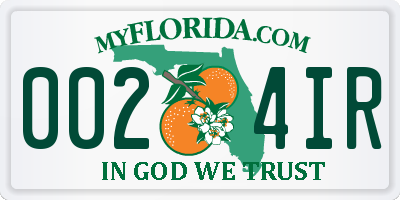 FL license plate 0024IR