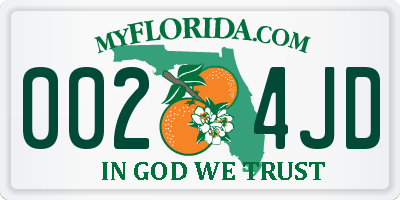 FL license plate 0024JD