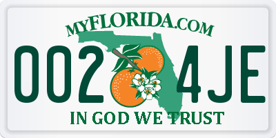 FL license plate 0024JE