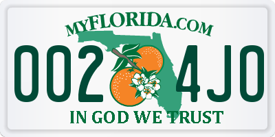 FL license plate 0024JO