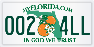 FL license plate 0024LL