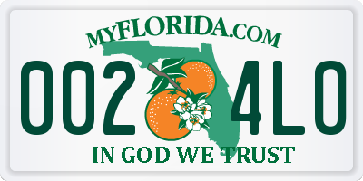 FL license plate 0024LO