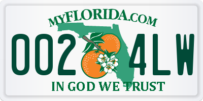 FL license plate 0024LW