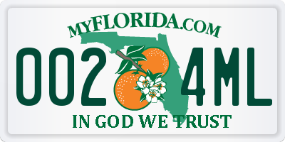 FL license plate 0024ML