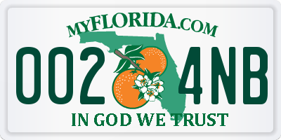 FL license plate 0024NB