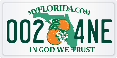 FL license plate 0024NE
