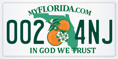 FL license plate 0024NJ