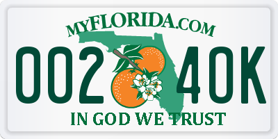 FL license plate 0024OK