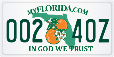 FL license plate 0024OZ