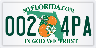 FL license plate 0024PA