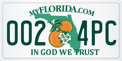 FL license plate 0024PC