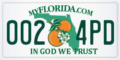 FL license plate 0024PD