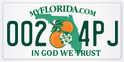 FL license plate 0024PJ