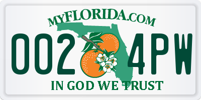 FL license plate 0024PW