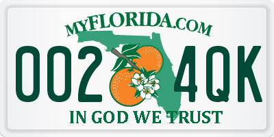 FL license plate 0024QK