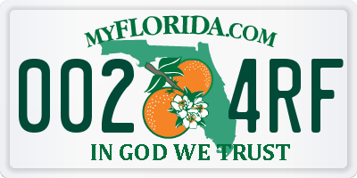 FL license plate 0024RF