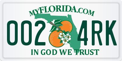 FL license plate 0024RK