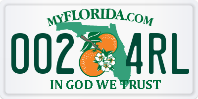FL license plate 0024RL