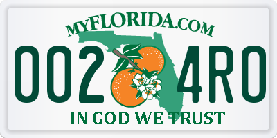 FL license plate 0024RO