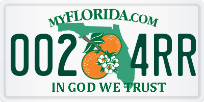 FL license plate 0024RR