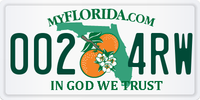 FL license plate 0024RW