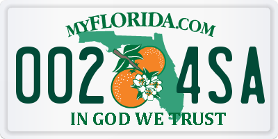 FL license plate 0024SA