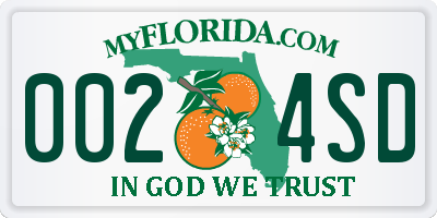 FL license plate 0024SD