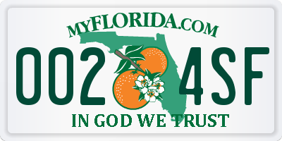 FL license plate 0024SF