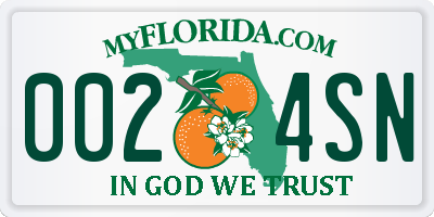 FL license plate 0024SN