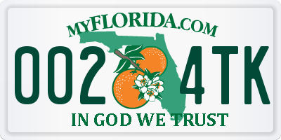 FL license plate 0024TK