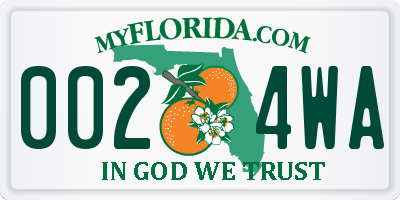 FL license plate 0024WA