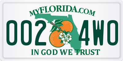 FL license plate 0024WO