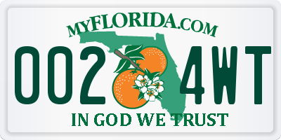 FL license plate 0024WT