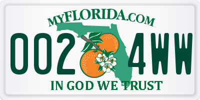 FL license plate 0024WW