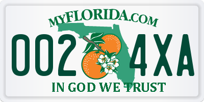 FL license plate 0024XA