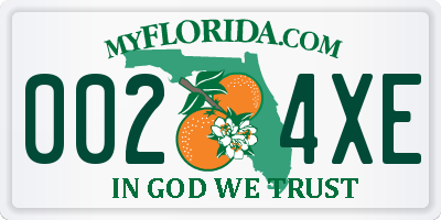 FL license plate 0024XE