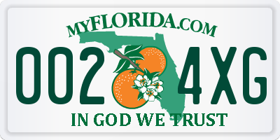 FL license plate 0024XG
